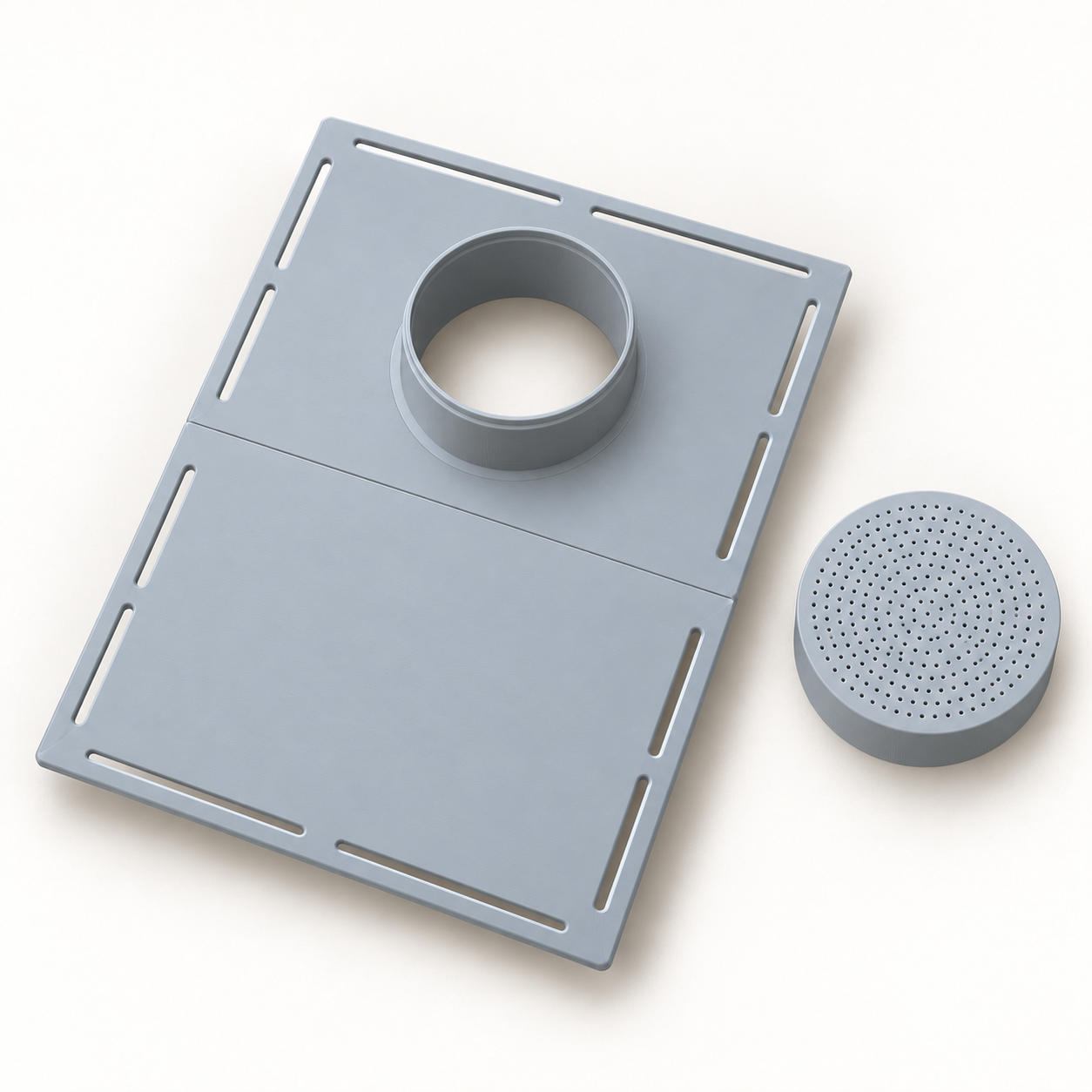 Cover plate for ventilation grid with 100 mm hose connection and winter cap