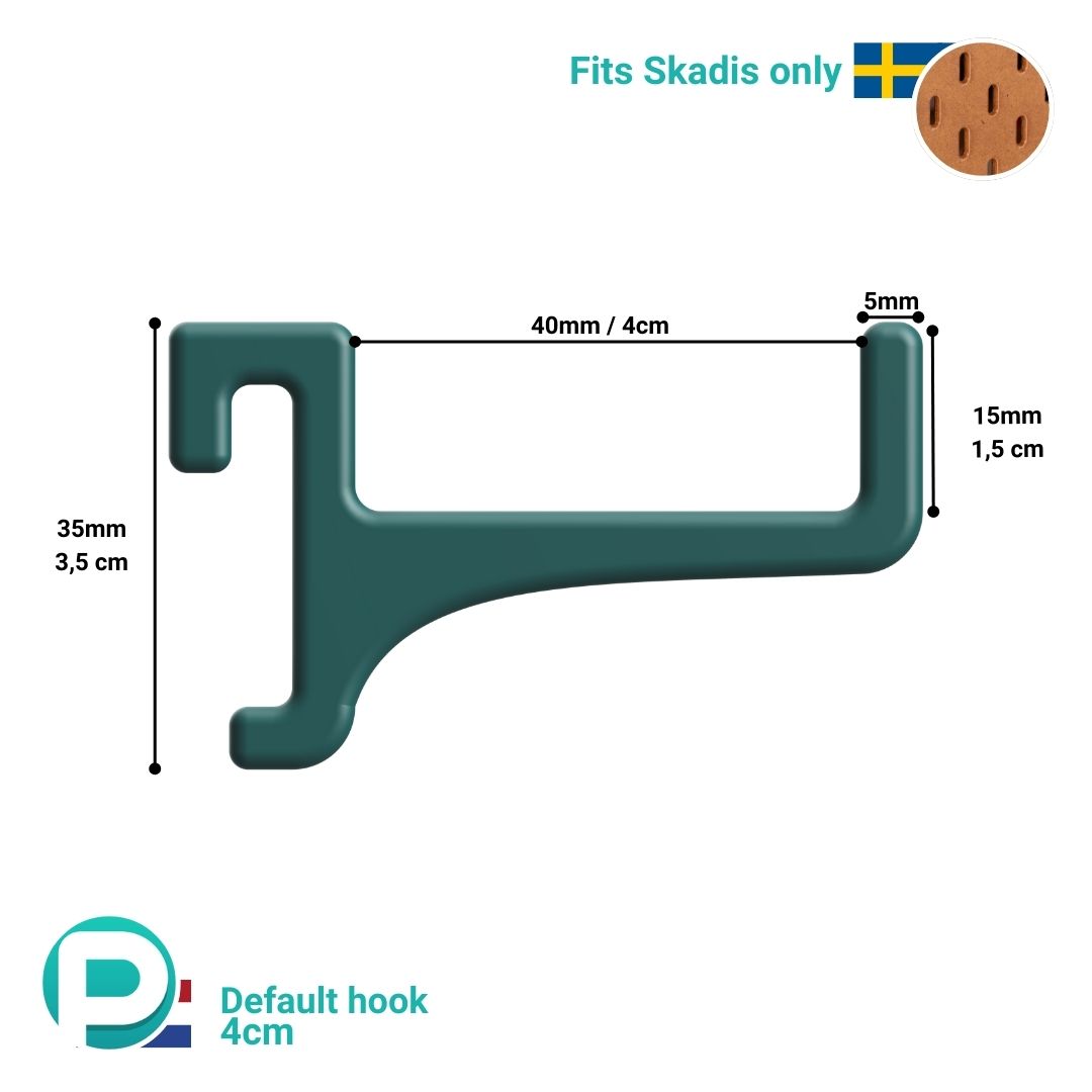 Horizontaal haakje 4 cm met opstaande pin
