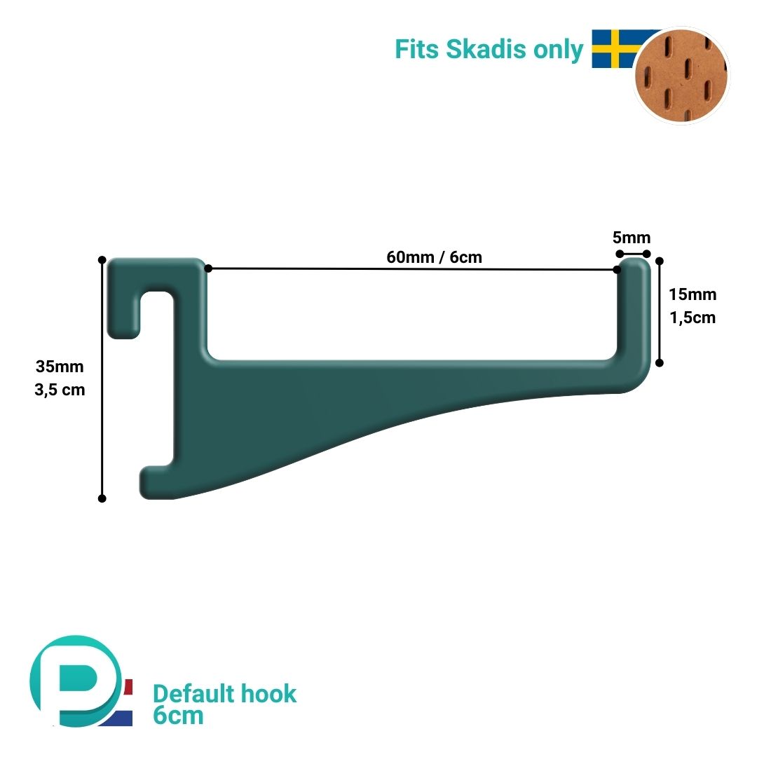 Horizontaal Haakje met Opstaande Pin (4 cm)