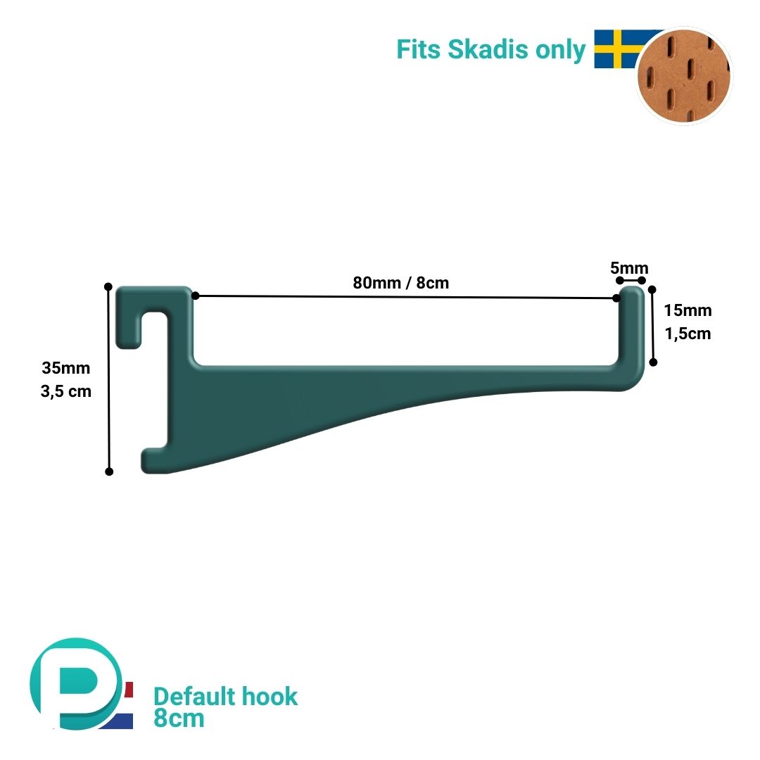Horizontaal Haakje met Opstaande Pin (8 cm)