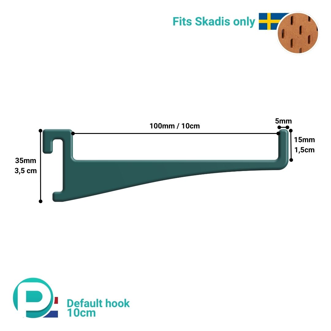 Horizontaal Haakje 10 cm met Opstaande Pin