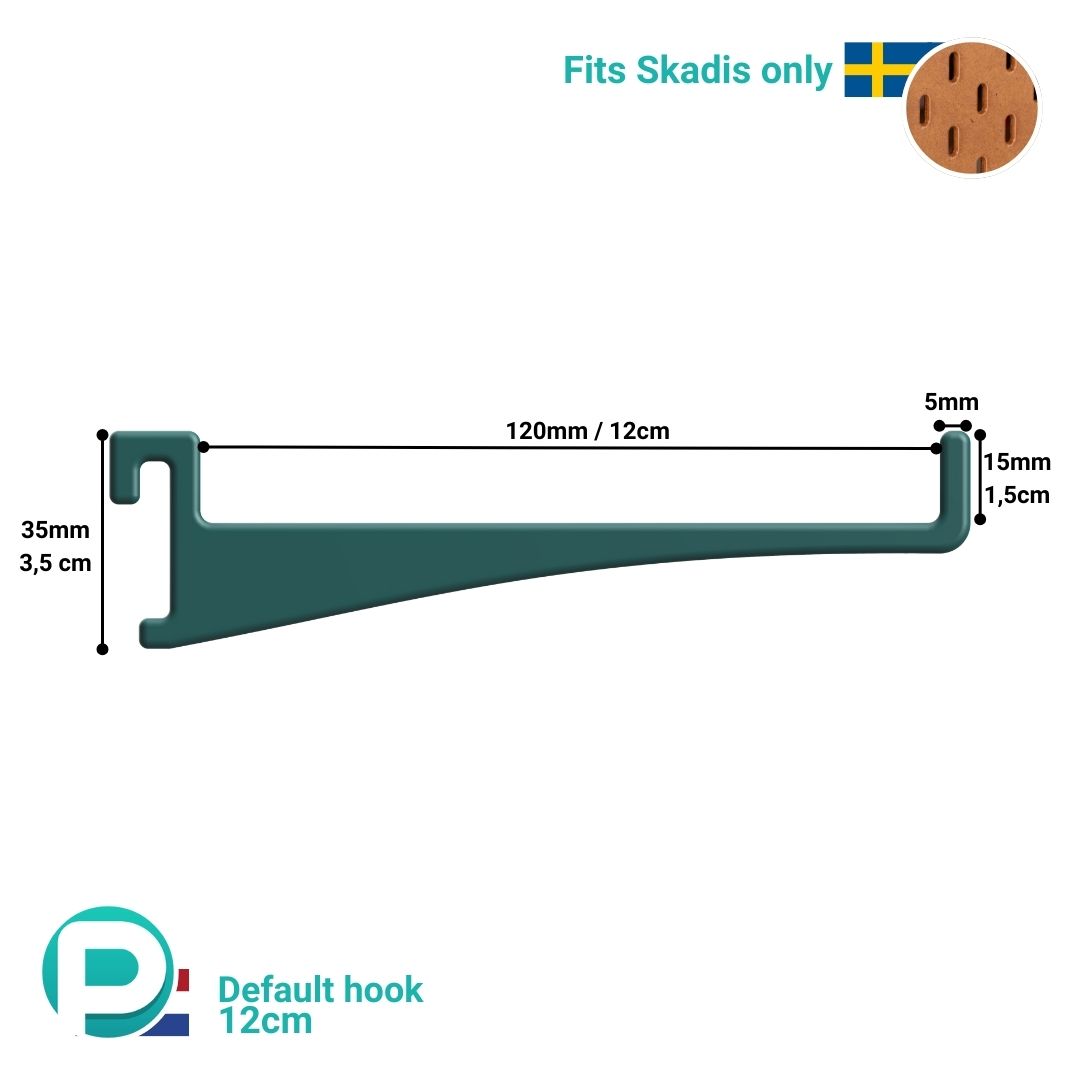 Horizontaal Haakje 12 cm met Opstaande Pin