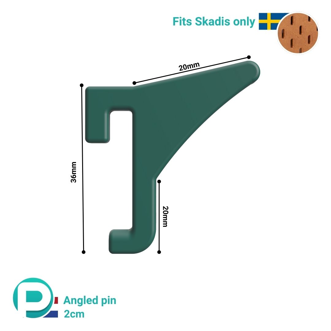 Schuine Pin 2 cm voor Pegboard Organisatie