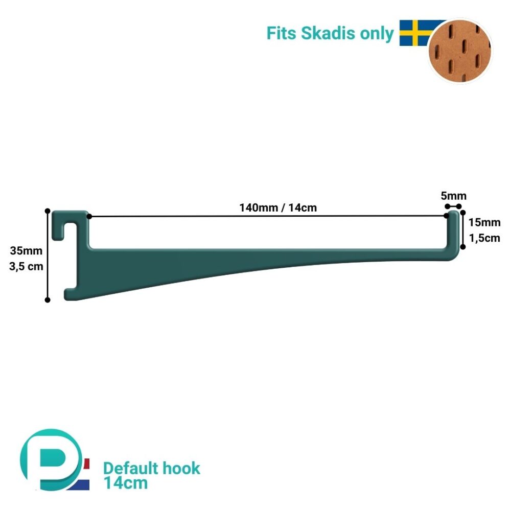 Horizontaal Haakje 14 cm met Opstaande Pin