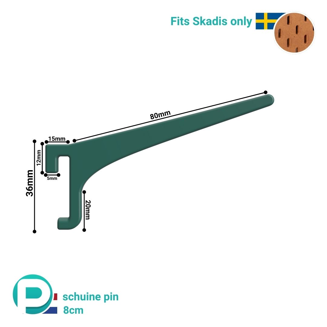 Schuine Pin (8 cm) voor Pegboard